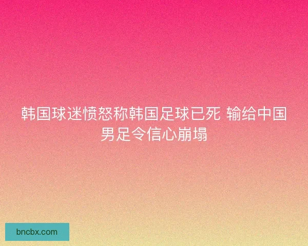 韩国球迷愤怒称韩国足球已死 输给中国男足令信心崩塌